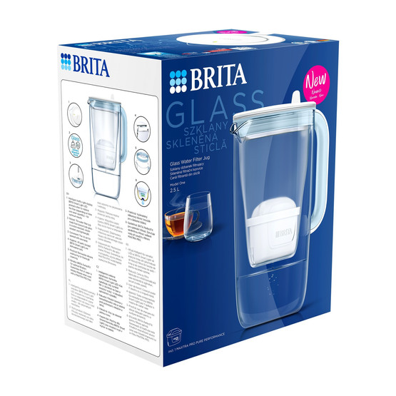 Brita One vízszűrő kancsó boroszilikát üvegből (világos kék)